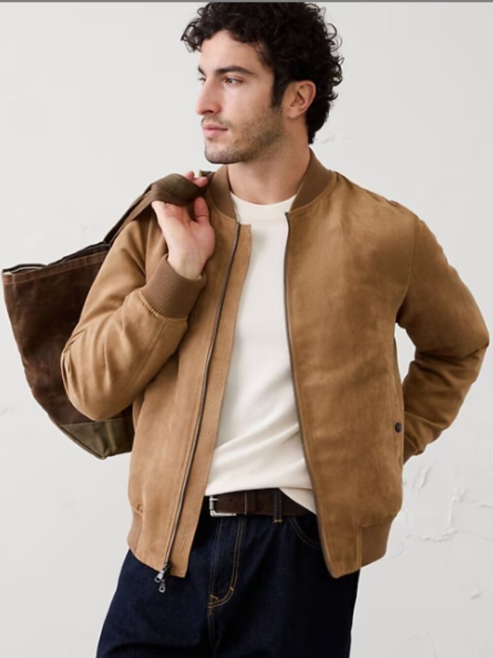 Banana Republic Vegan Suede Bomber Jacket Mens size Medium